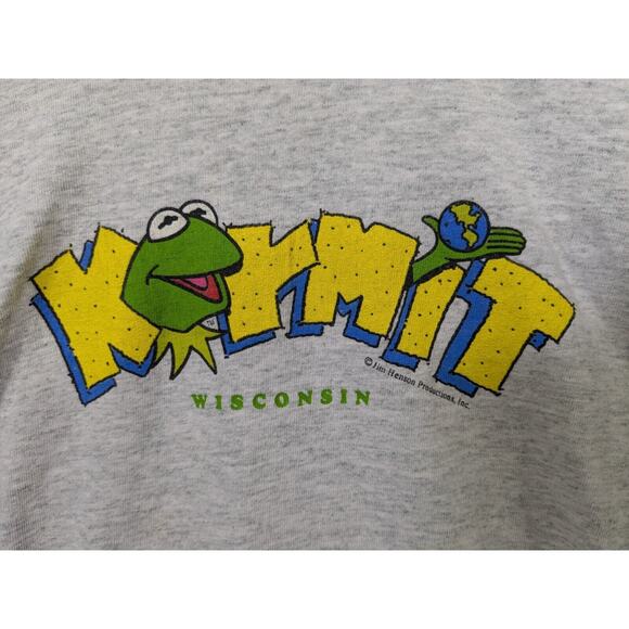 VTG Kermit The Frog T-Shirt Kids 10-12 Graphic Print Wisconsin Single Stitch - Picture 3 of 11